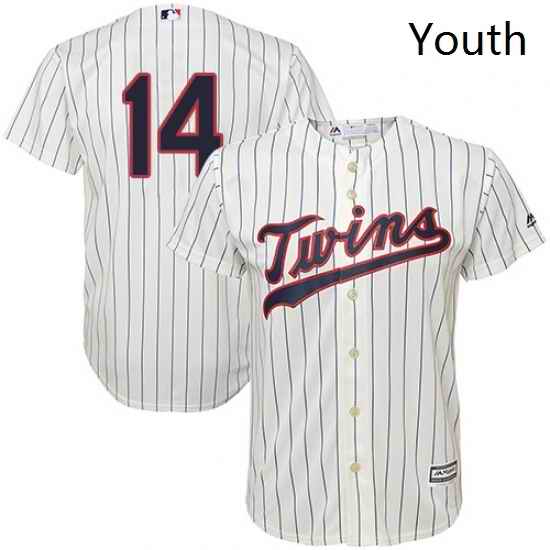 Youth Majestic Minnesota Twins 14 Kent Hrbek Replica Cream Alternate Cool Base MLB Jersey